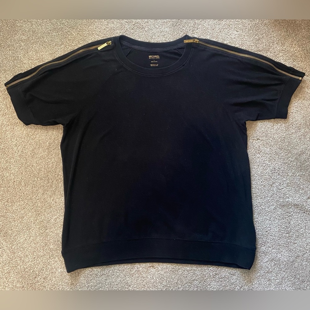 Michael Kors Black Tee with Gold Details